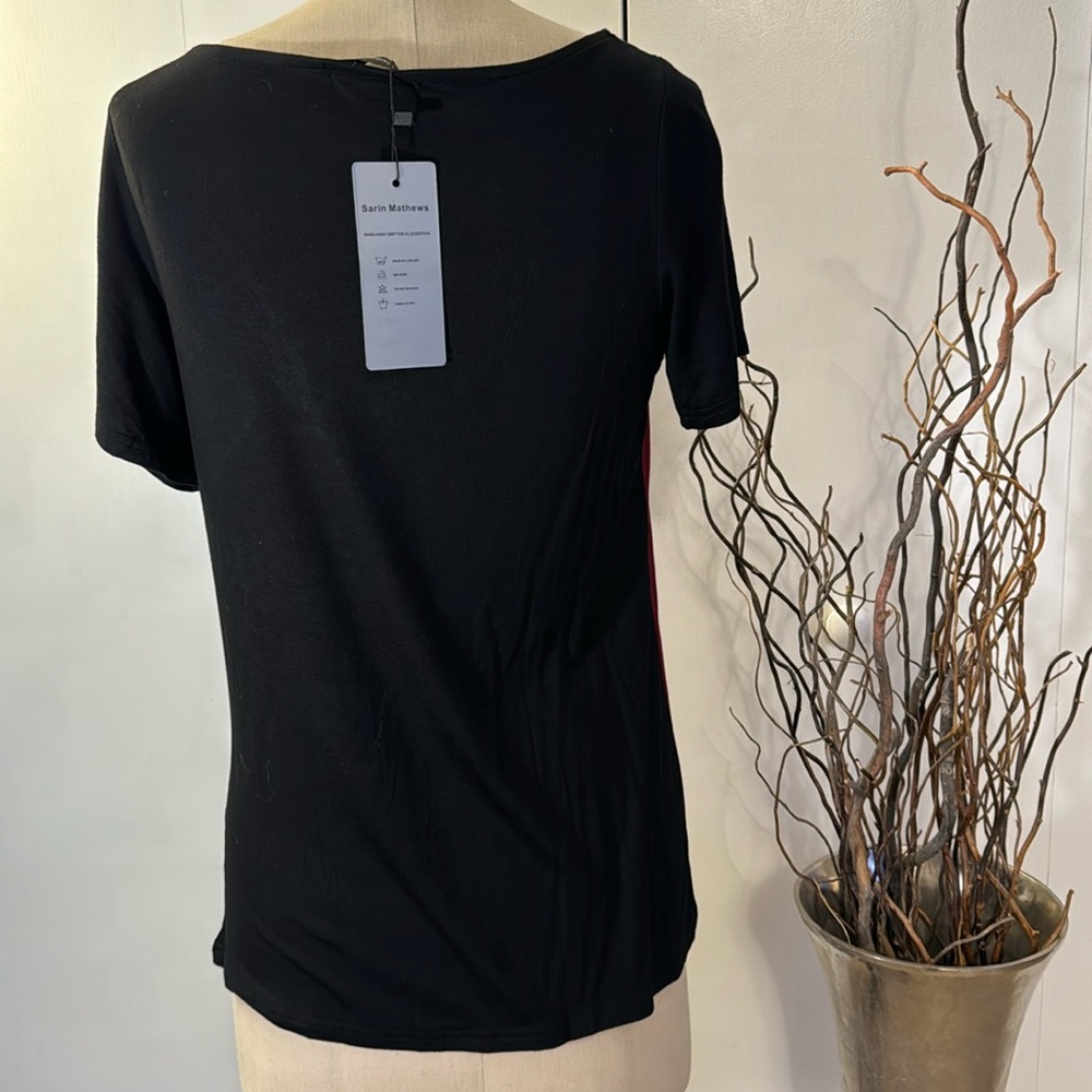 Sarin Mathews multi-color short sleeve color block blouse - Picture 4 of 8